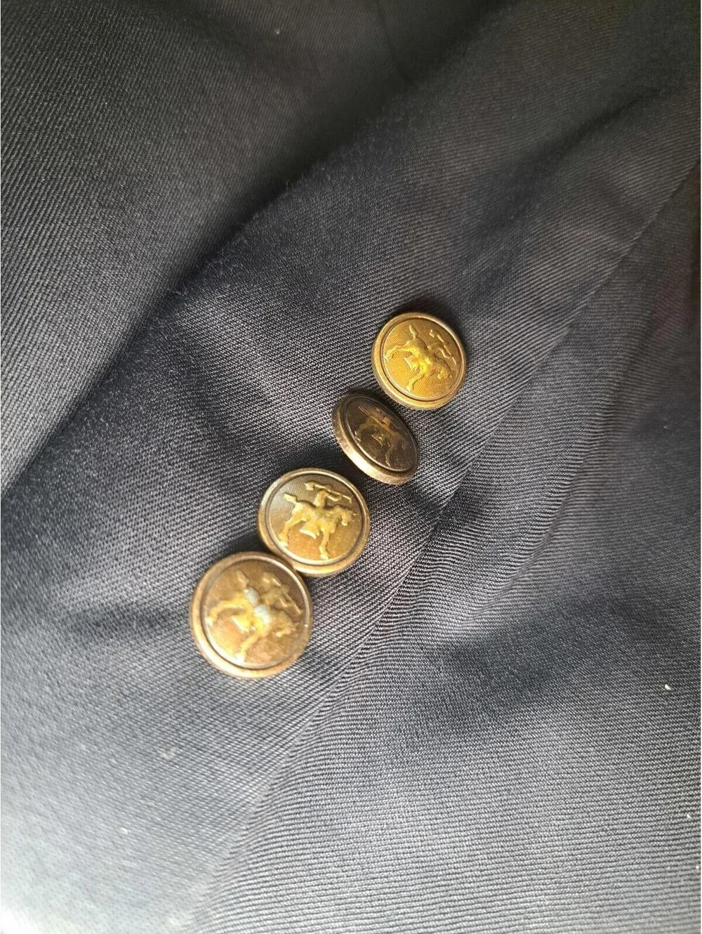 Hart Schaffner Marx Blazer Mens 38R Navy Bronze Buttons Wool